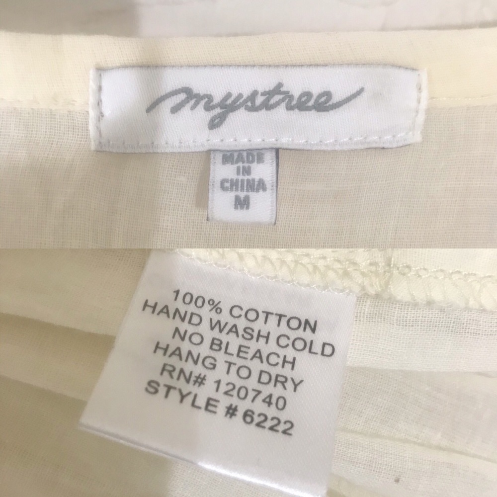 Mystree Off White Babydoll Peasant Blouse Size M - Picture 8 of 8